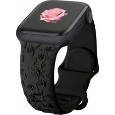 Wearables Shein Armband Kompatibel Mit Apple Watch Ultra 2 Band 40mm 44mm 41mm 38mm 45mm 42mm Silikon Ersatzbänder Rosenblumenmuster Graviertes Band Kompat