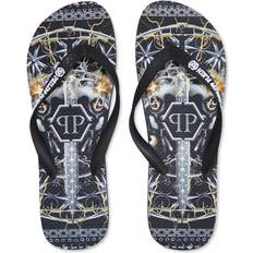 Philipp Plein Sword Logo Black Flip Flops