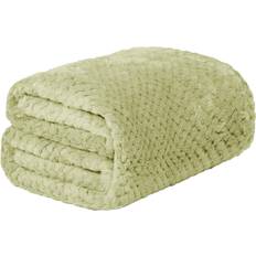 Green Blankets Dreamscene Luxury Large Waffle Honeycomb Mink Blankets Green (200x150cm)