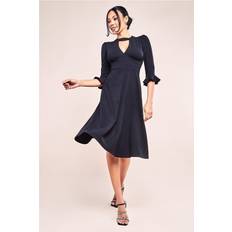 Flared Sleeve Midi Dress Black