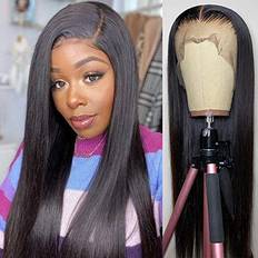 Mengkai 22 Inch Straight Lace Frontal Wigs Human Hair Density Glueless