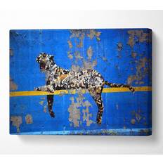 Wallart-Direct Blue Leopard Canvas Print Wall Framed Art