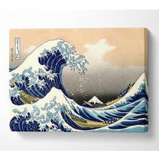 Polyester Wall Decor Wallart-Direct Hokusai A Big Wave Off Kanagawa Blue Wall Decor