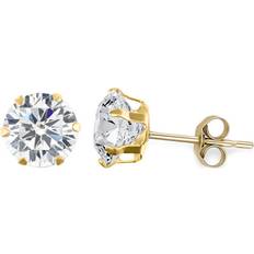 Jewelco London 9ct Gold CZ Claw Solitaire Stud Earrings, 6mm JES100 One