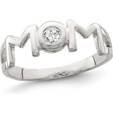 Rings Sterling Silver Polished MOM Ring with Synthetic Cubic Zirconia