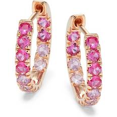 Effy Earrings Effy Women's 14K Rose Gold & Pink Sapphire Huggie Earrings