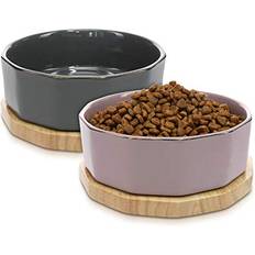 Navaris Ceramic Dog Bowls Set of 2 800ml