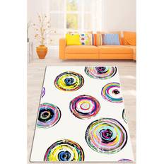 Metro Lane Pelotas Shaggy White Pink Green Rug 100 x 200 cm Green