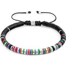 Anchor & Crew Multicoloured Kariba Silver and Vinyl Disc Macrame Bracelet