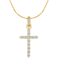 Gold cross Jacques Lemans Cross Necklace - Gold/Topaz