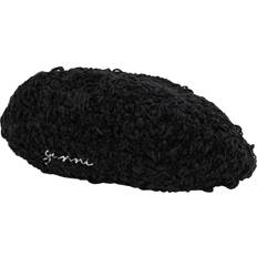 Ganni Embroidered crochet velvet beret black One fits all