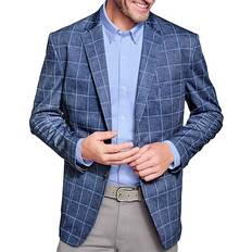 3XL Blazers Johnston & Murphy Relaxed Knit Blazer Blue Plaid Men's Clothing Multi