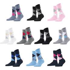 Dame - Hætte Strømper Burlington Queen Argyle Cotton Socks - Bleu