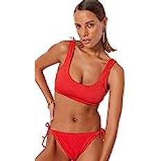 Rot Bikinioberteile Trendyol Collection Rotes Strukturiertes Bralette-bikinioberteil für Damen