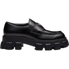 Prada Monolith Brushed Leather Loafers - Black