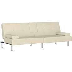 vidaXL Cup Holders Cream Soffa 200cm 2-sits
