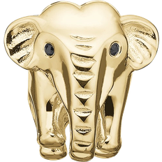 Elephant Bead Charm - Gold/Onyx