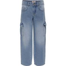 Kids Only Harmony Wide Cargo Carrot Jeans - Light Blue Denim (15277752)