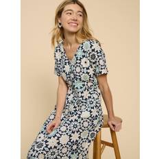 Linen Dresses White Stuff Ivy Linen V Neck Midi Dress In Blue