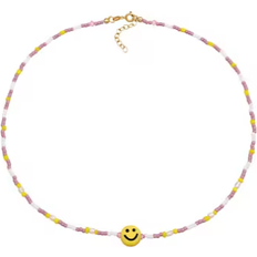 Elli Smiling Face Necklace - Gold/Pearl/Bead/Glass