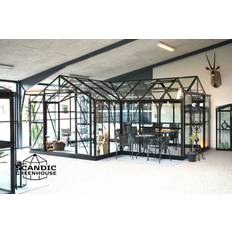 Drivhuse 4 mm hærdet glas Scandic Greenhouse Thor 16.6m² 4mm Sort Aluminium Hærdet glas