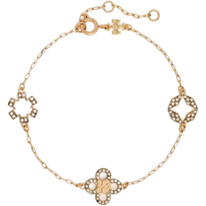 Tory Burch Kira Clover Pave Bracelet - Gold/Transparent