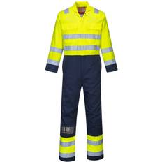 BIZ7 Bizflame Work Hi-Vis Contrast FR Coverall - Yellow/Navy