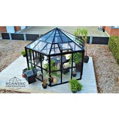 Scandic Greenhouse Mjølner 10m² 4mm Sort Aluminium Hærdet glas
