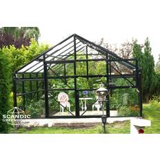 Scandic Greenhouse Idun 16.5m² 4mm Sort Aluminium Hærdet glas