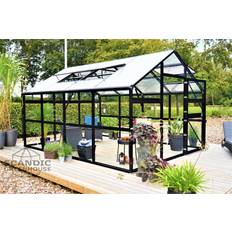 Drivhuse 4 mm hærdet glas Scandic Greenhouse Idun 12.4m² 4mm Sort Aluminium Hærdet glas