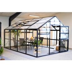 Drivhuse 4 mm hærdet glas Scandic Greenhouse Idun 9.3m² 4mm Sort Aluminium Hærdet glas