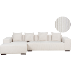 Corner Sofas - White Beliani Right Hand Jumbo Cord Corner Off-White Sofa 4 Seater