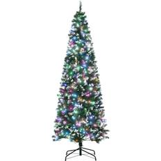 Homcom Prelit Pencil Artificial Slim Green Christmas Tree 213.4cm