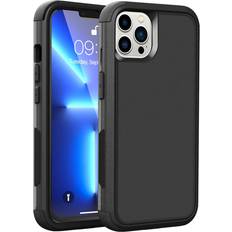 Mobile Phone Accessories AICase AICase for iPhone 13 Pro Max/iPhone 12 pro max Case with Glass Screen Protector,Heavy Duty Protective Phone Case Military Full Body Protection Shockproof/Dustproof/Drop Proof Rugged Durable Black