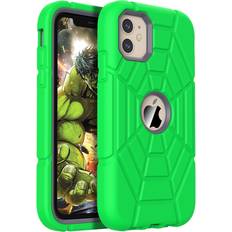 Mobile Phone Accessories Grifobes Grifobes Case for iPhone 11/ iPhone XR 6.1 inch Only Heavy Duty Shockproof Rugged Protective Case for iPhone 6.1 inch 2019/2018 for Kids Boys Girls Children, Green Gray