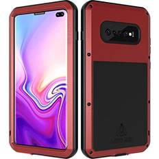 LOVE MEI Mobile Phone Cases LOVE MEI LOVE MEI Galaxy S10 Plus Case, [with Built in Glass Screen Protector] Full Body Sturdy Hard Cover Heavy Duty Shockproof Dustproof Metal Silicone Case for Samsung Galaxy S10 Plus/Red