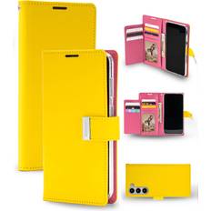 Yellow Wallet Cases Goospery GOOSPERY Rich Wallet Case Designed for Galaxy S23 Plus Case, Extra Card Holder Flap Functional PU Leather Flip Credit Card Holder Phone Cover Yellow