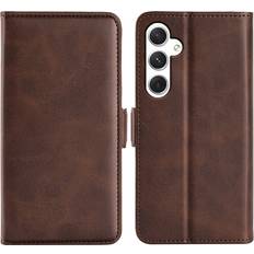 Skalo Samsung S24 Premium Wallet Flip Cover Brun