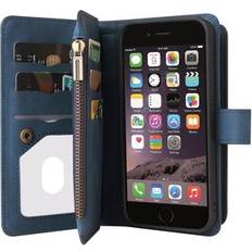 Lommeboketuier MTP Products iPhone 6/7/8/SE 2020/SE 2022 Flip Cover m. strop, pung og kortholdere blå