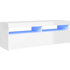 vidaXL Cabinet with LED Lights High Gloss White Mobile TV 120x40cm