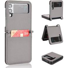 Wallet Cases Allytech Allytech for Samsung Galaxy Z Flip3 Case Z Flip3 Wallet Cover Slim PU Leather Shockproof Protective Cards Holder Wallet Case Cover for Samsung Galaxy Z Flip3 5G Gray