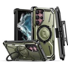 Samsung S21 Ultra, Green For Samsung Galaxy S23 S22 S21 Ultra Plus MagSafe Magnetic Holder Phone Case with Back Clip