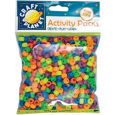 Craft Planet 140 g 500-Piece Pony Beads, Bright Neon, Multi, package may vary