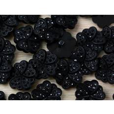 Faceted Hearts Shank Buttons Black each