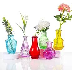 6 Colourful Flower Mini Sweet Vase