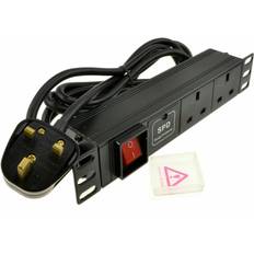 Kenable 2 Gang Surge Protected Power Outlet PDU for SOHO 10 inch Data Cabinet 1U