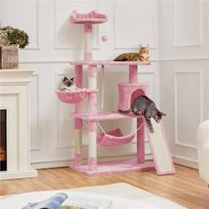 Yaheetech 63.5-in Plush Cat Tree & Condo, Pink
