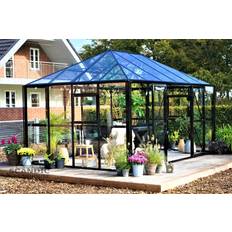 Drivhuse 4 mm hærdet glas Scandic Greenhouse Frej 8.7m² 4mm Sort Aluminium Hærdet glas