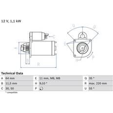 Piezas de vehículo Bosch 0986018880 Starter Motor 1888