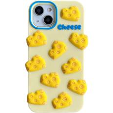 Mascot Kawaii Phone Cases Apply to iPhone 14promax,Cute Cartoon Cheese Phone Case Unique Fun Cover Case 3D Phone Case Soft Silicone Shockproof Cover